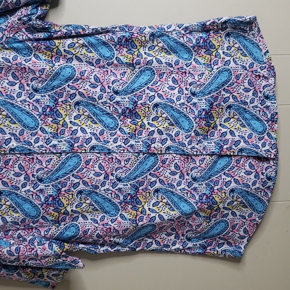 Cremieux Premium Denim Blue Paisley Short Sleeve Button Down Shirt Small - Picture 3 of 5